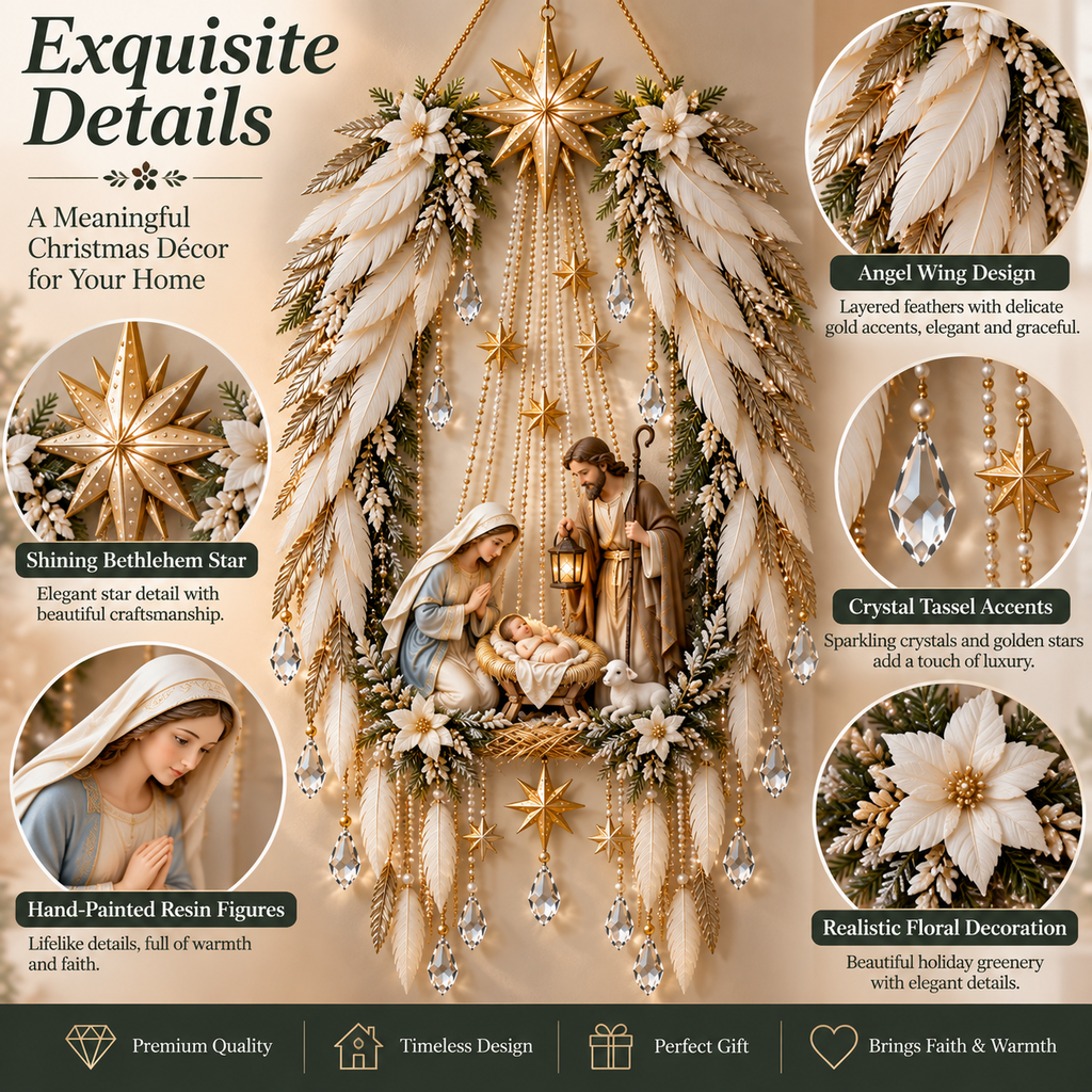 🔥Last Day 90% OFF🔥👼 Heavenly Angel Wings Nativity Light✨ – Lighted Christmas Wall Decor  ✈️