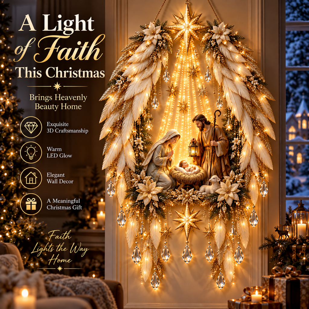 🔥Last Day 90% OFF🔥👼 Heavenly Angel Wings Nativity Light✨ – Lighted Christmas Wall Decor  ✈️