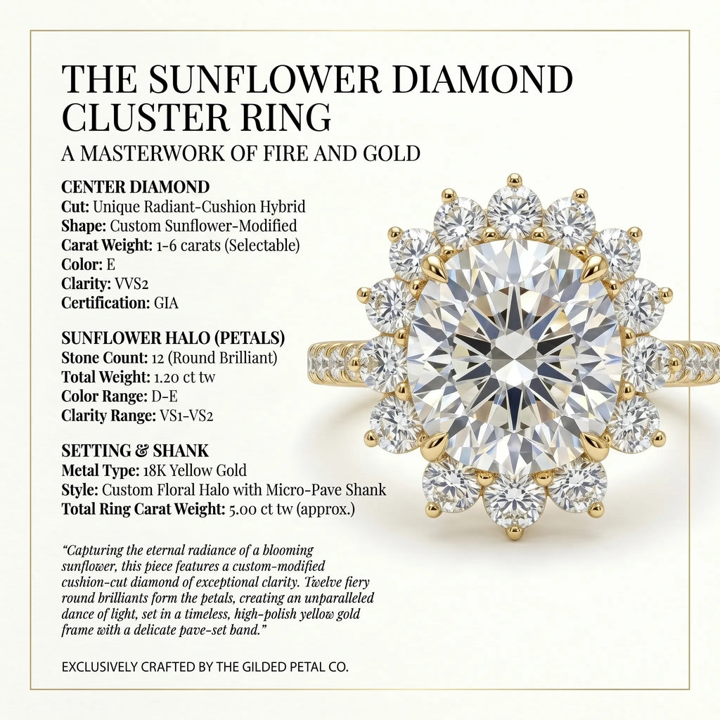 The Soraya Vintage Sunburst Halo Ring | Heirloom-Quality Diamond in Solid 18K Yellow Gold--Last Day Sale-90% OFF🔥