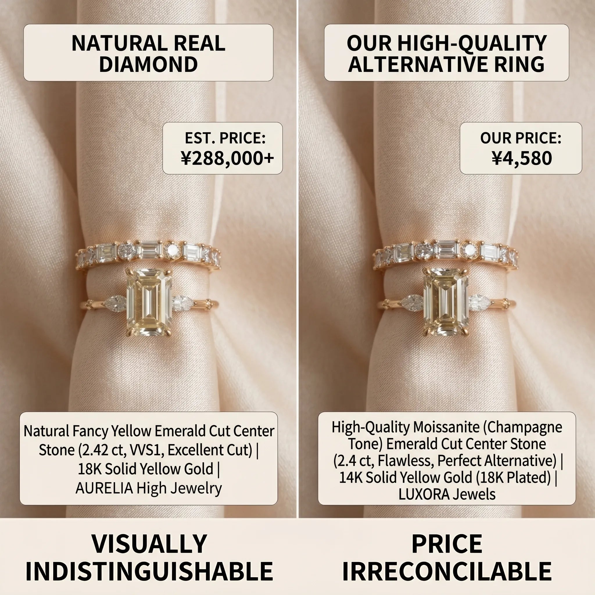 Vintage Emerald Cut 3-Stone Ring Set in 18K Gold Over Silver - The Perfect Travel & Anniversary Upgrade--Last Day Sale-90% OFF🔥