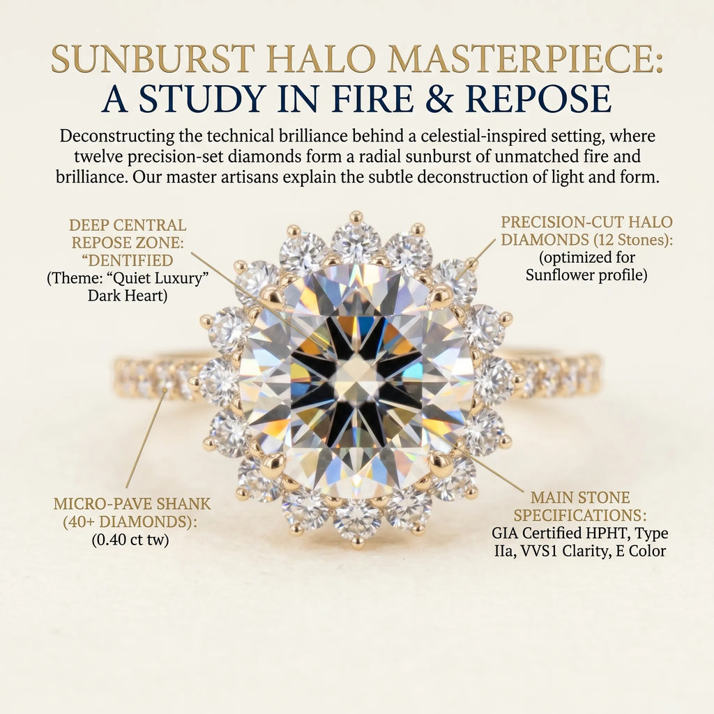 The Soraya Vintage Sunburst Halo Ring | Heirloom-Quality Diamond in Solid 18K Yellow Gold--Last Day Sale-90% OFF🔥