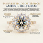 The Soraya Vintage Sunburst Halo Ring | Heirloom-Quality Diamond in Solid 18K Yellow Gold--Last Day Sale-90% OFF🔥