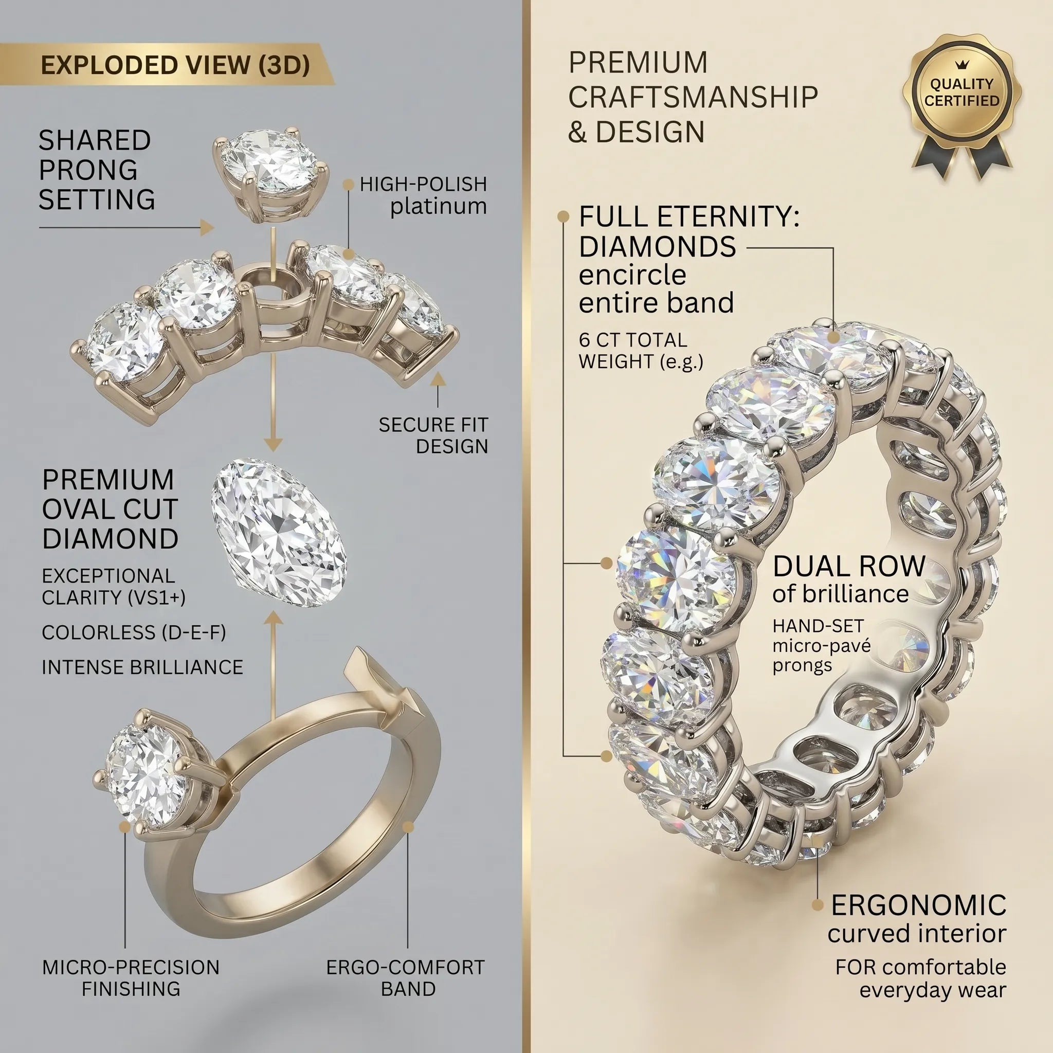 Flawless Oval Cut Eternity Band: Endless Sparkle from Every Angle--Last Day Sale-90% OFF🔥