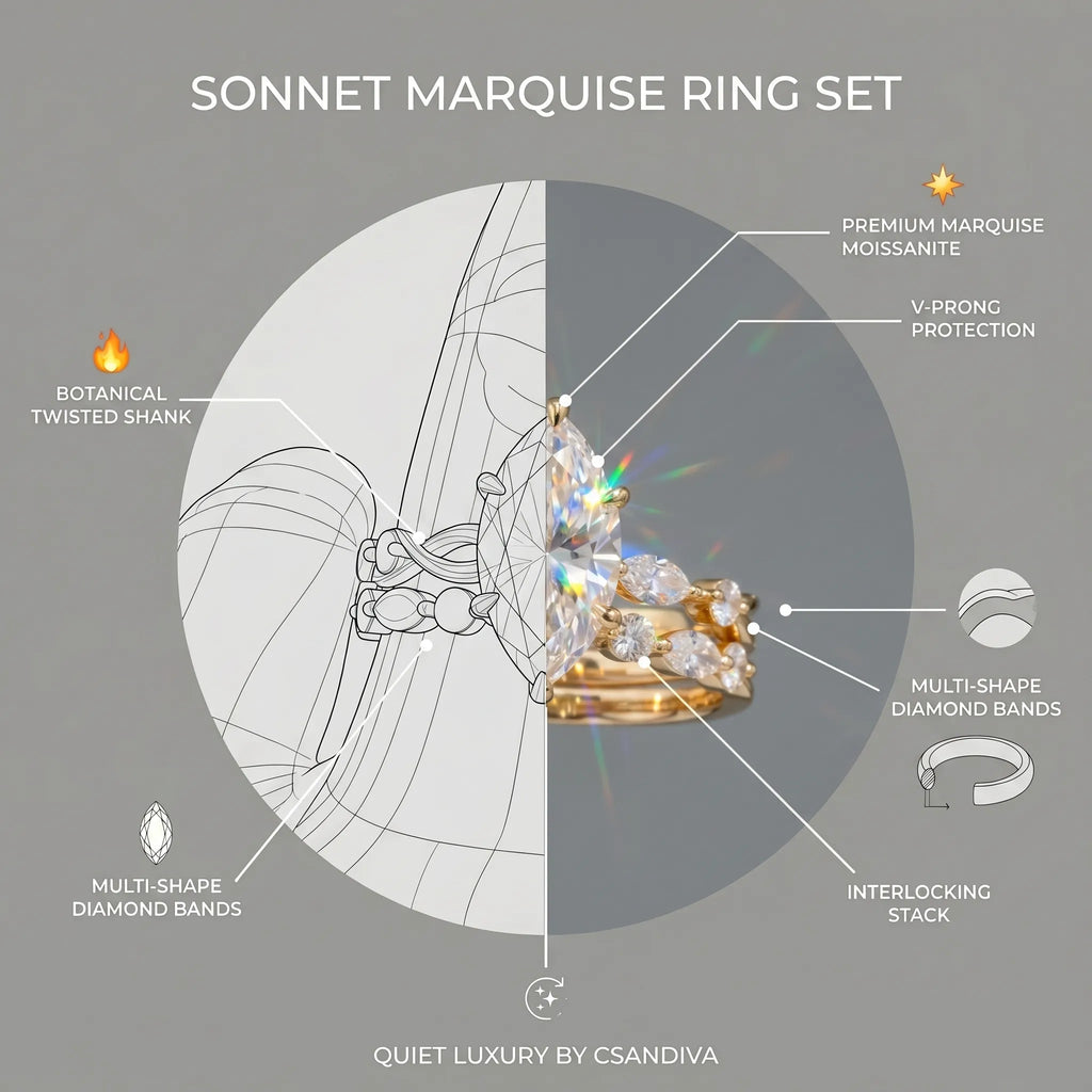 The Sonnet Marquise Set: Effortlessly Elongate Your Fingers with Timeless Elegance--Last Day Sale-90% OFF🔥