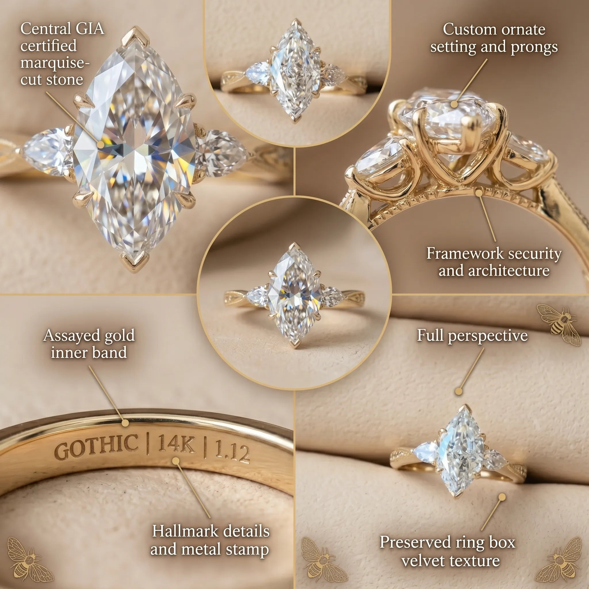 Timeless Elegance: Flattering Marquise Cut Lab Diamond Statement Ring--Last Day Sale-90% OFF🔥