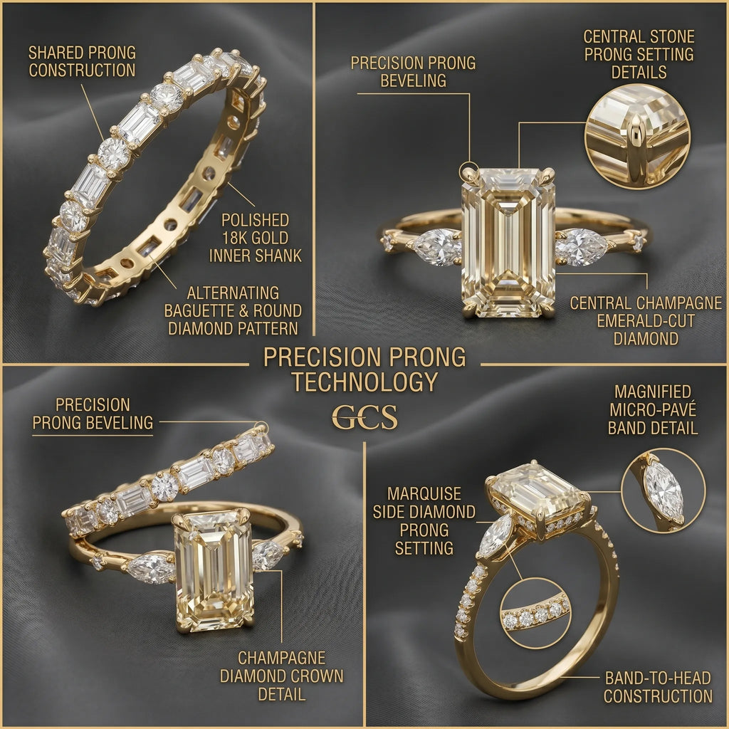 Vintage Emerald Cut 3-Stone Ring Set in 18K Gold Over Silver - The Perfect Travel & Anniversary Upgrade--Last Day Sale-90% OFF🔥
