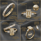 Vintage Emerald Cut 3-Stone Ring Set in 18K Gold Over Silver - The Perfect Travel & Anniversary Upgrade--Last Day Sale-90% OFF🔥