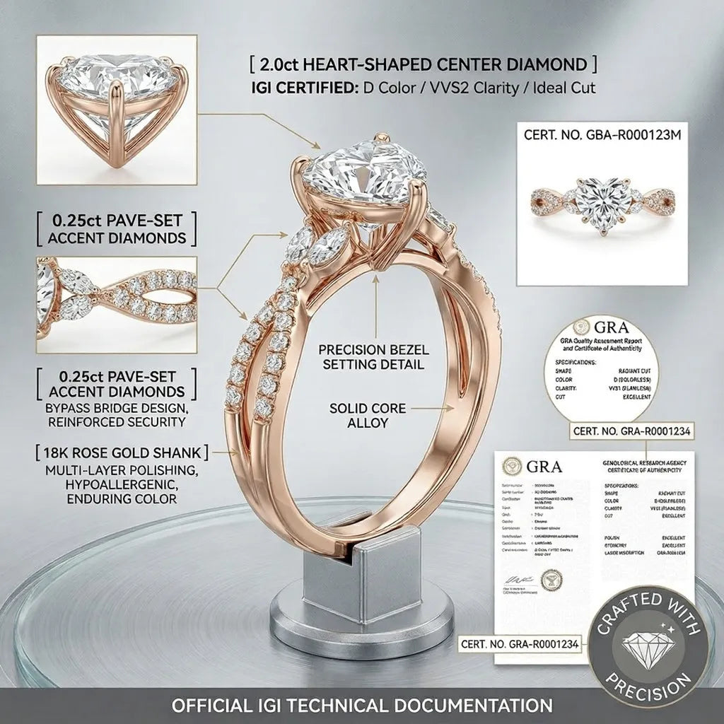 Breathtaking Fire & Brilliance:Heart Cut Diamond Intertwined Ring--Last Day Sale-90% OFF🔥