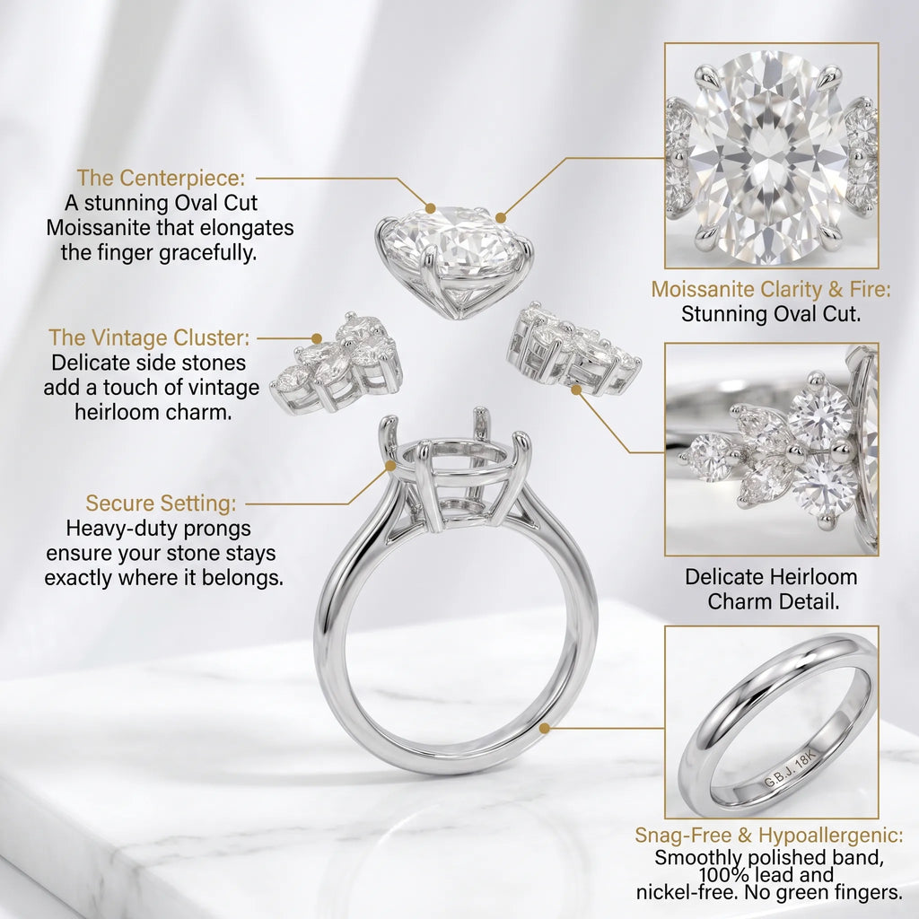 The Oval Nova™ Premium Moissanite Ring | Vintage Elegance & Worry-Free Travel Diamond Alternative--Last Day Sale-90% OFF🔥