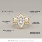 The Timeless Heirloom: 5-Carat Marquise Bezel Ring with Vintage Star Details--Last Day Sale-90% OFF🔥