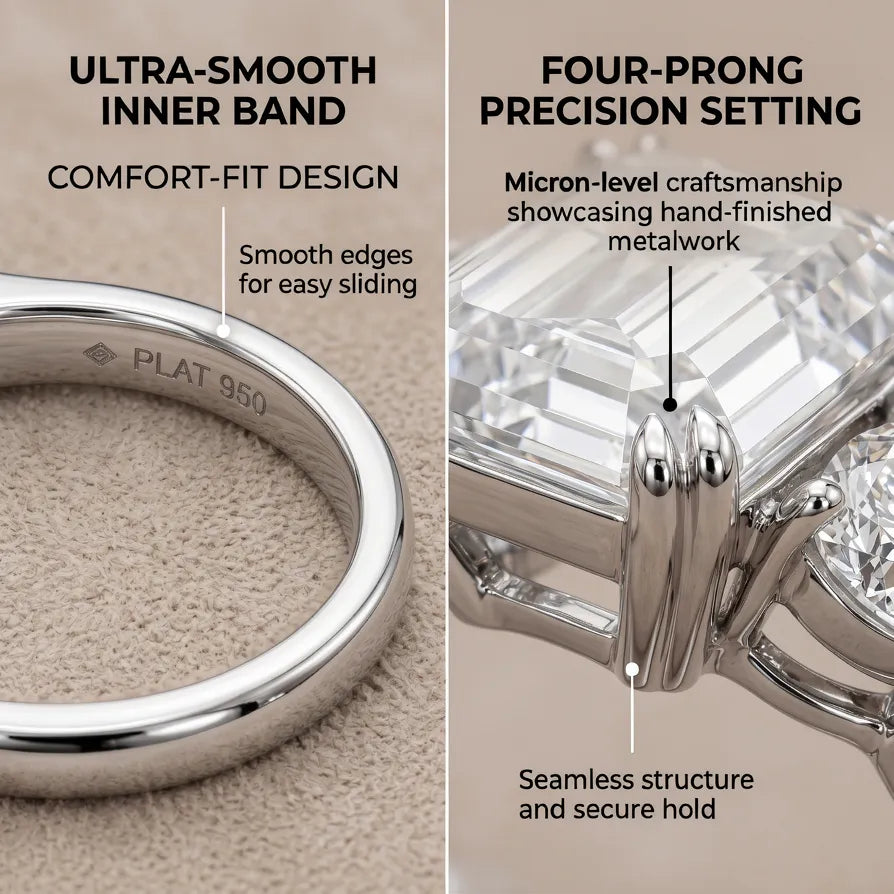 The Ultimate Anniversary Upgrade: Classic Emerald Cut Three-Stone Ring with Heart Accents--Last Day Sale-90% OFF🔥