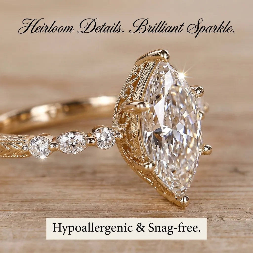 Vintage Royal Marquise Cut Ring –Last Day Sale!🔥90% OFF!-18K Gold Plated Heirloom Elegance, Finger-Slenderizing Everyday Travel Ring