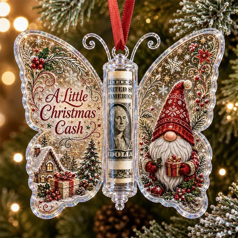 🔥LAST DAY 50% OFF 🦋💵 3D Embossed Butterfly Christmas Cash Gift Ornament – Holiday Money Holder Keepsake 🎄✨