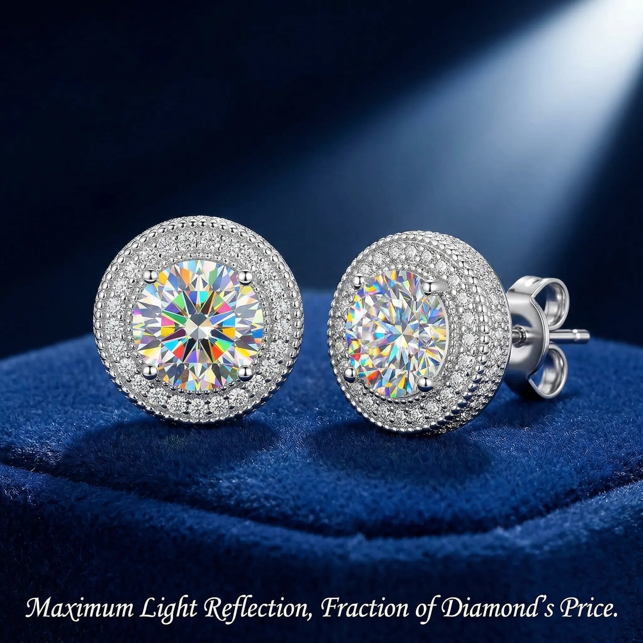 The "Timeless Radiance" 5-Carat Moissanite Halo Stud Earrings - Hypoallergenic 925 Silver-Last Day Sale🔥90% OFF