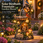 🐿️ Solar Birdbath Fountain Garden Decor – A Cozy Wildlife Haven for Your Yard
