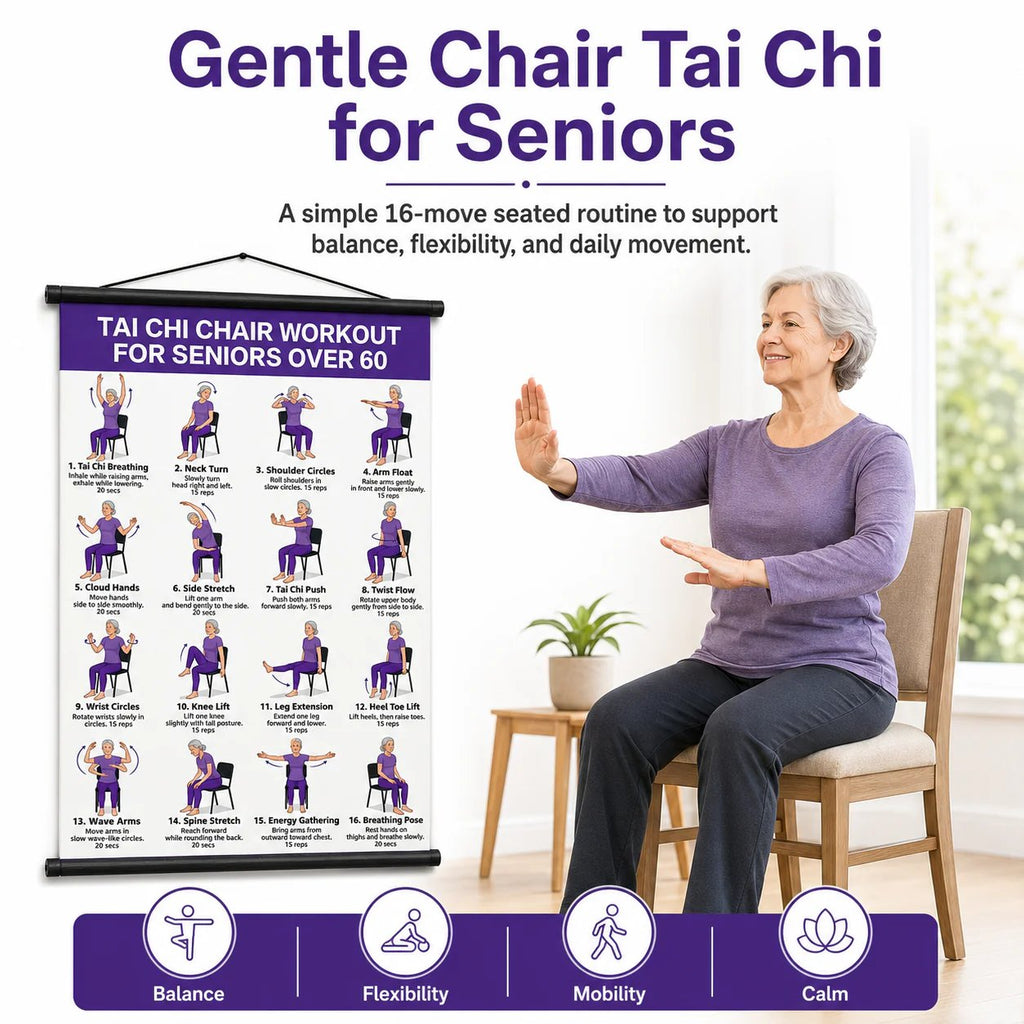 🔥Last Day 90% OFF🔥❄️🔥Tai Chi Chair Workout Chart for Seniors (16 x 24 inches)