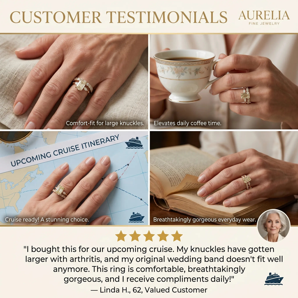 Vintage Emerald Cut 3-Stone Ring Set in 18K Gold Over Silver - The Perfect Travel & Anniversary Upgrade--Last Day Sale-90% OFF🔥