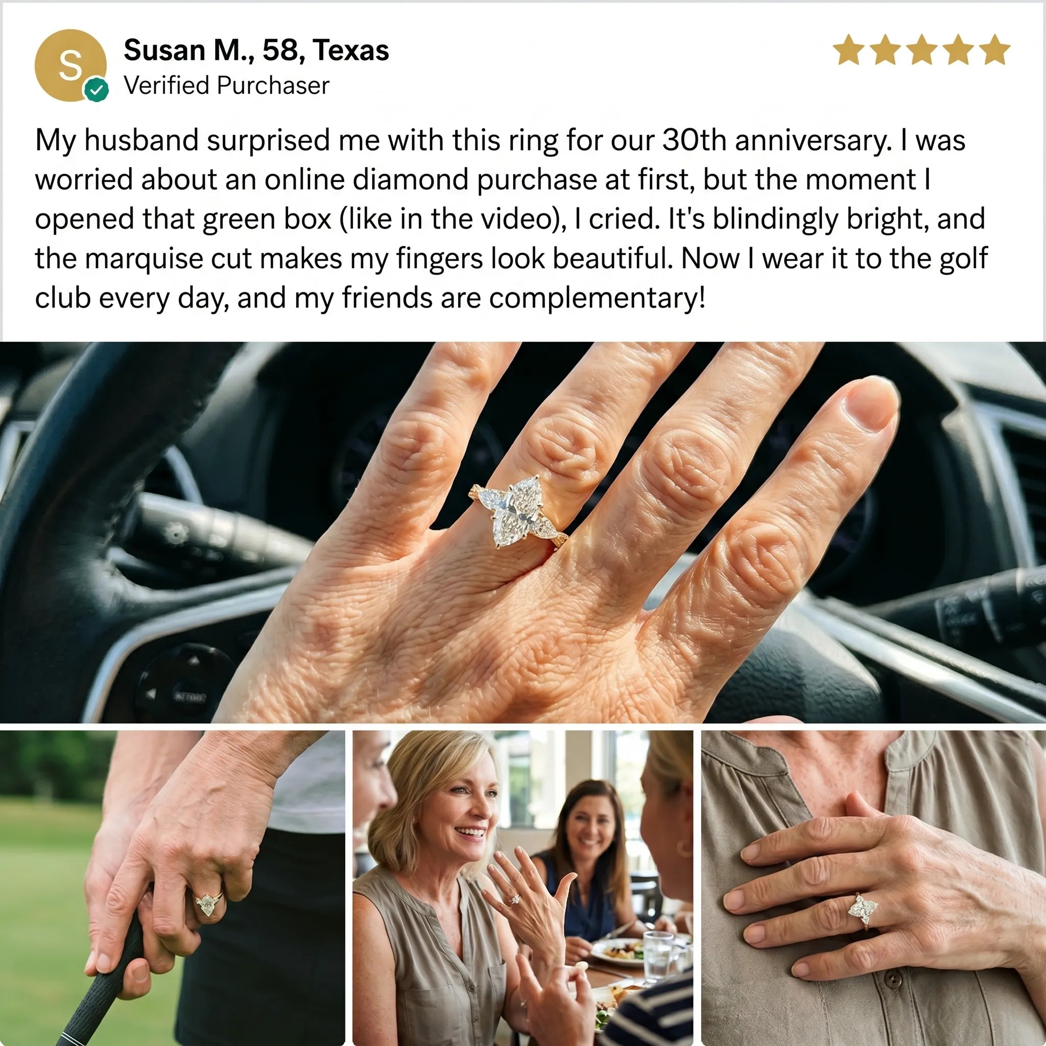 Timeless Elegance: Flattering Marquise Cut Lab Diamond Statement Ring--Last Day Sale-90% OFF🔥