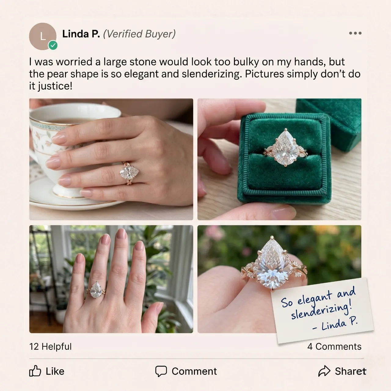 Instantly Slimmer Fingers: The Magic of Our Pear Cut Design--Last Day Sale-90% OFF🔥