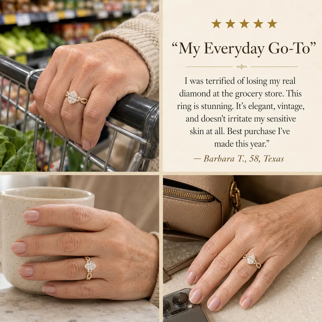 Stunning  Vintage Pear Cut Travel Ring – Hypoallergenic 925 Silver --Last Day Sale-90% OFF🔥