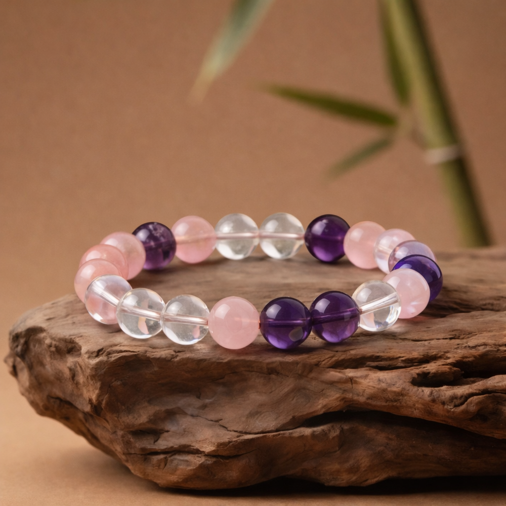 Rose Quartz & Amethyst Balance Bracelet