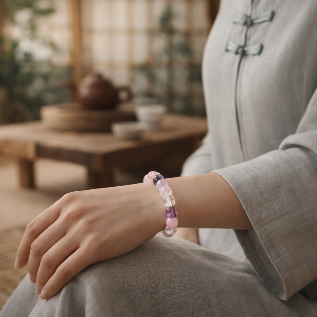 Rose Quartz & Amethyst Balance Bracelet