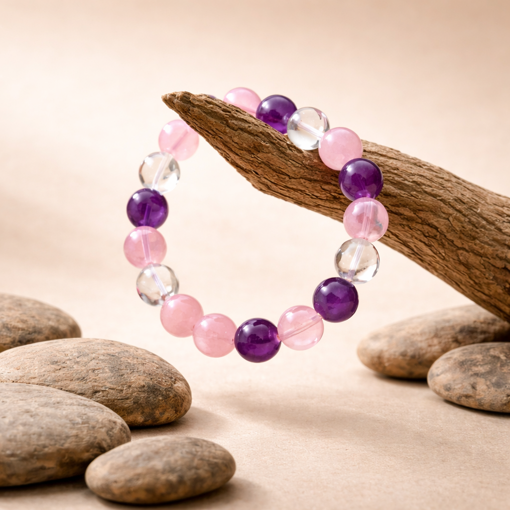 Rose Quartz & Amethyst Balance Bracelet