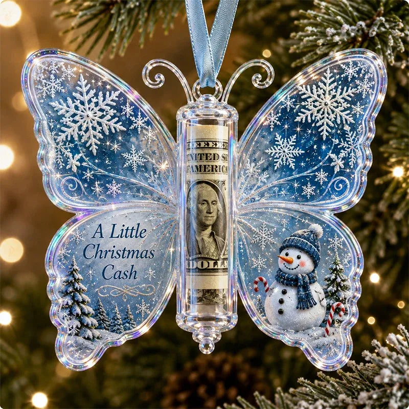 🔥LAST DAY 50% OFF 🦋💵 3D Embossed Butterfly Christmas Cash Gift Ornament – Holiday Money Holder Keepsake 🎄✨