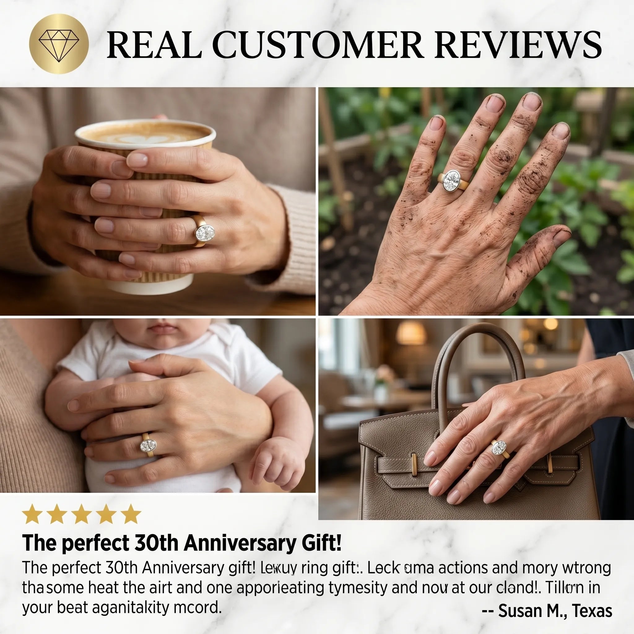 The Timeless Statement: 4ct Oval Lab-Diamond in Hand-Brushed Gold – Elegance That Won't Snag Your Silk or Flip on Your Finger--Last Day Sale-90% OFF🔥