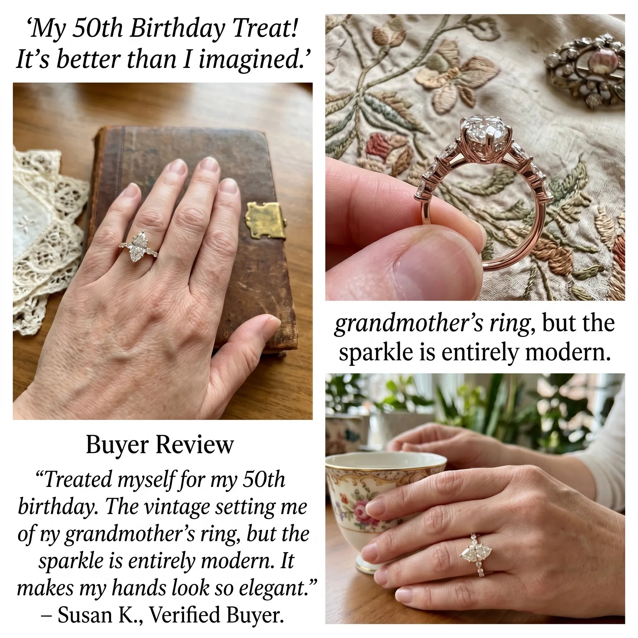 The Heirloom Marquise:  Vintage-Inspired Brilliance in Solid 18K Gold--Last Day Sale-90% OFF🔥