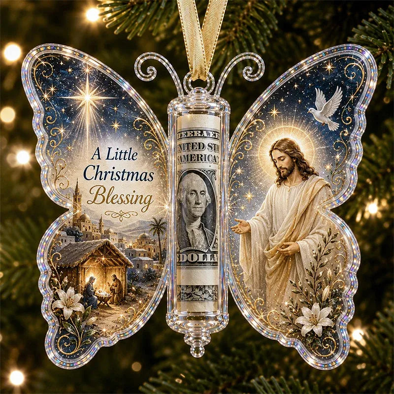 🔥LAST DAY 50% OFF 🦋💵 3D Embossed Butterfly Christmas Cash Gift Ornament – Holiday Money Holder Keepsake 🎄✨