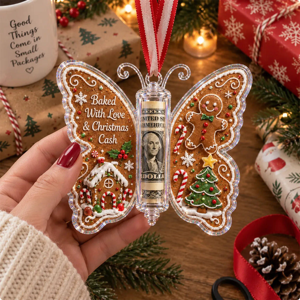 🔥LAST DAY 50% OFF 🦋💵 3D Embossed Butterfly Christmas Cash Gift Ornament – Holiday Money Holder Keepsake 🎄✨