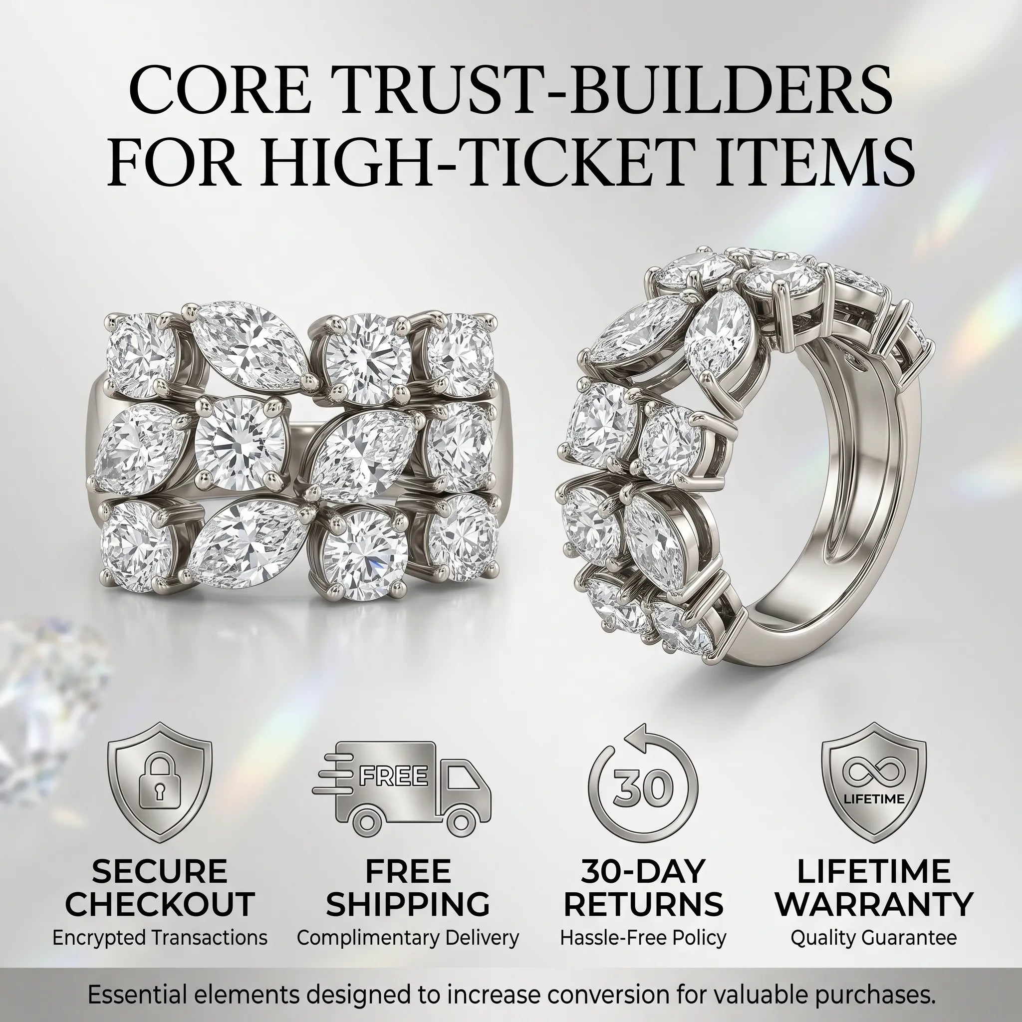 2.79 Carat VVS Diamond Statement Ring in Solid 14K White Gold--Last Day Sale-90% OFF🔥