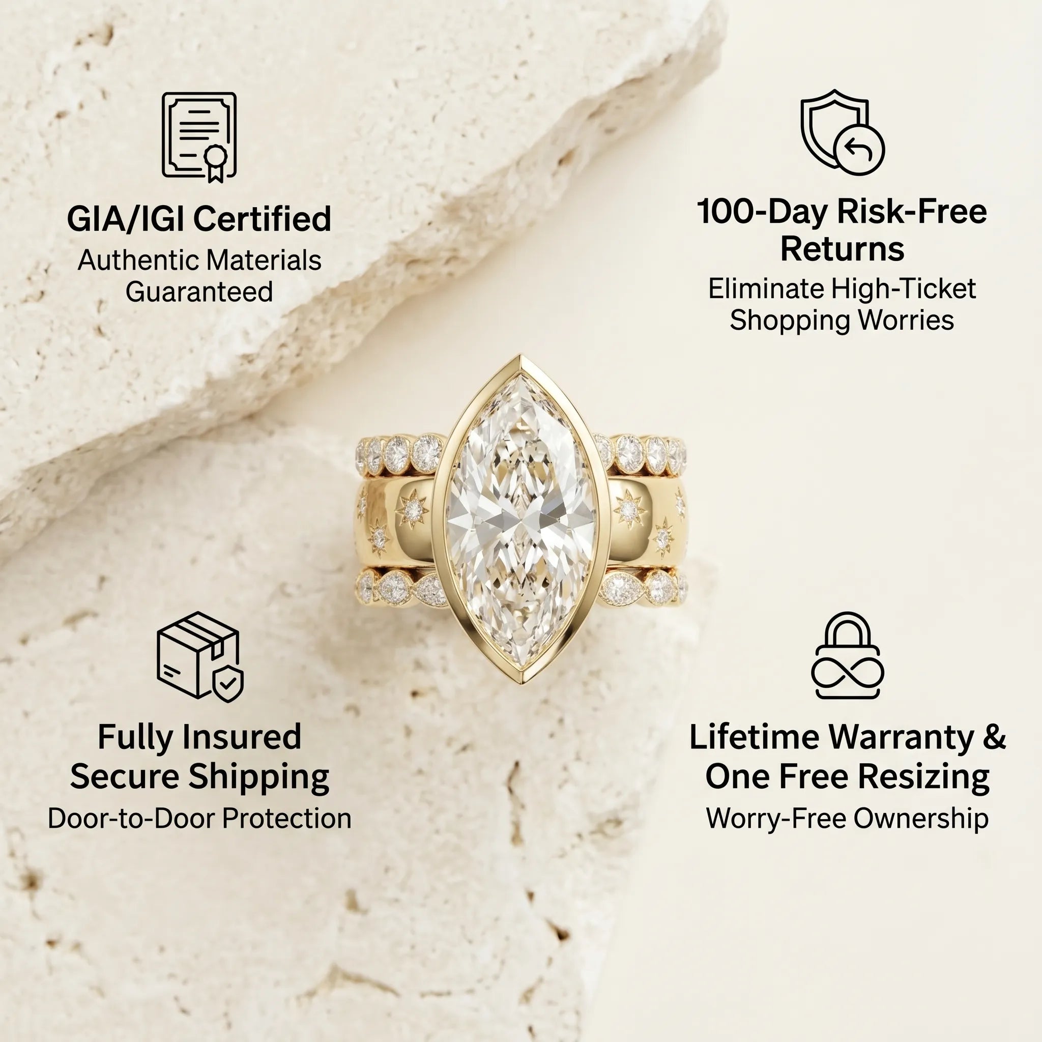 The Timeless Heirloom: 5-Carat Marquise Bezel Ring with Vintage Star Details--Last Day Sale-90% OFF🔥