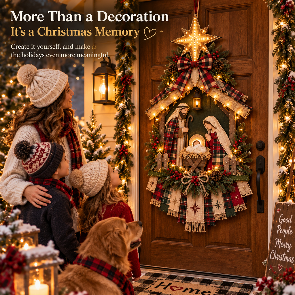 ✨Last Day 90% OFF✨– DIY Lighted Christmas Nativity Scene Door Hanging Kit 🎄