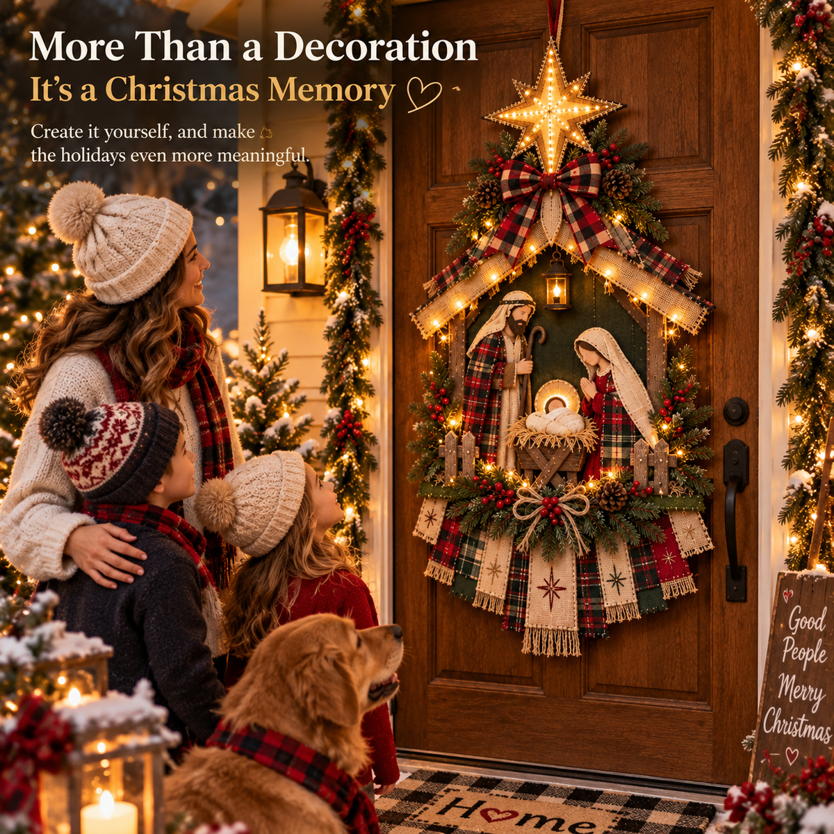 ✨Last Day 90% OFF✨– DIY Lighted Christmas Nativity Scene Door Hanging Kit 🎄