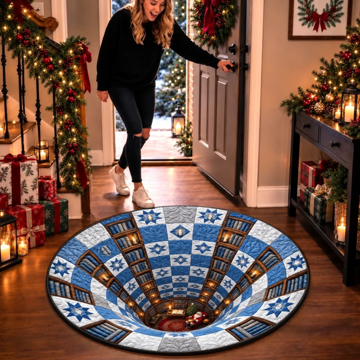 🔥Last Day 90% OFF🔥❄️Custom Quilted Round Mat - Personalized Christmas Birthday Gifts For Mom, Dad, Brother, Sister - Home Filled With Pure Magic