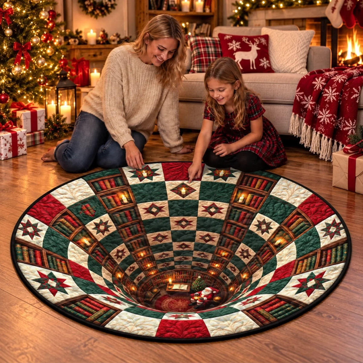 🔥Last Day 90% OFF🔥❄️Custom Quilted Round Mat - Personalized Christmas Birthday Gifts For Mom, Dad, Brother, Sister - Home Filled With Pure Magic