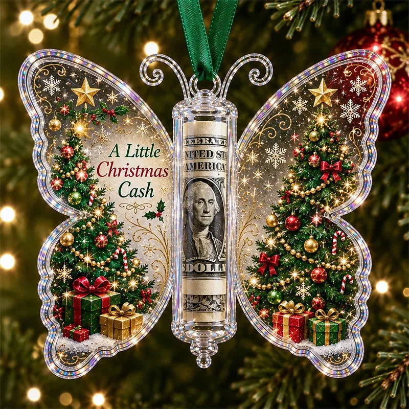 🔥LAST DAY 50% OFF 🦋💵 3D Embossed Butterfly Christmas Cash Gift Ornament – Holiday Money Holder Keepsake 🎄✨