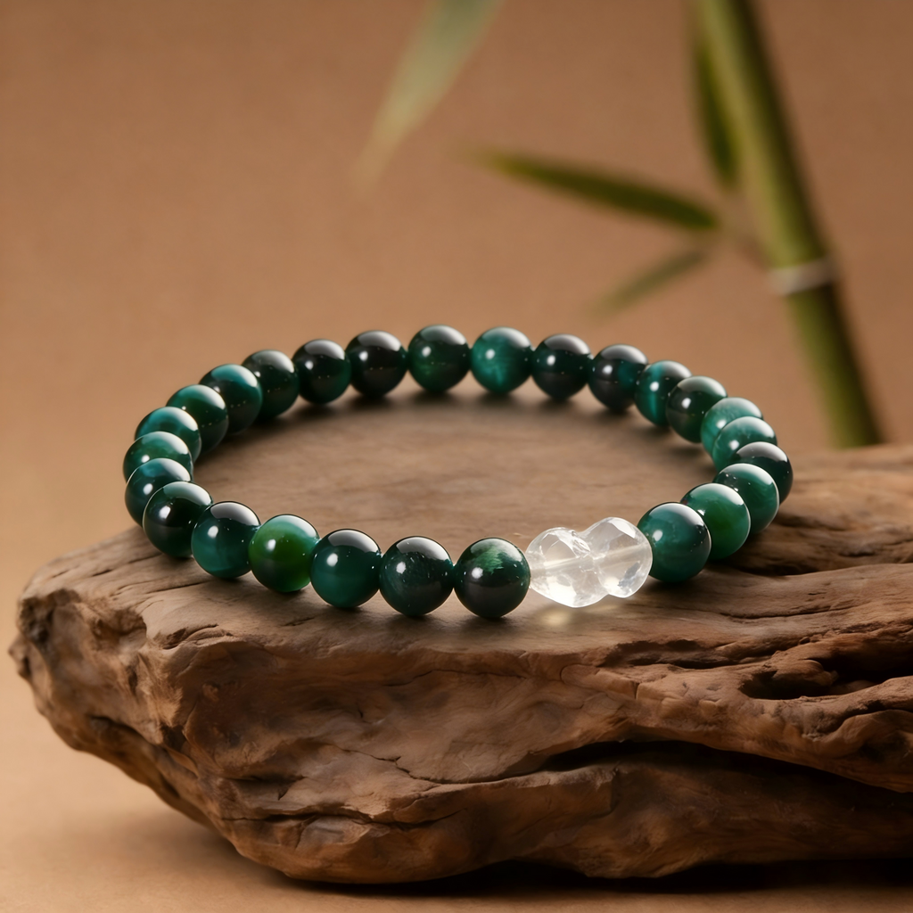Forest Green Gemstone Bead Bracelet