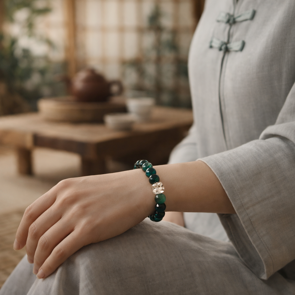 Forest Green Gemstone Bead Bracelet