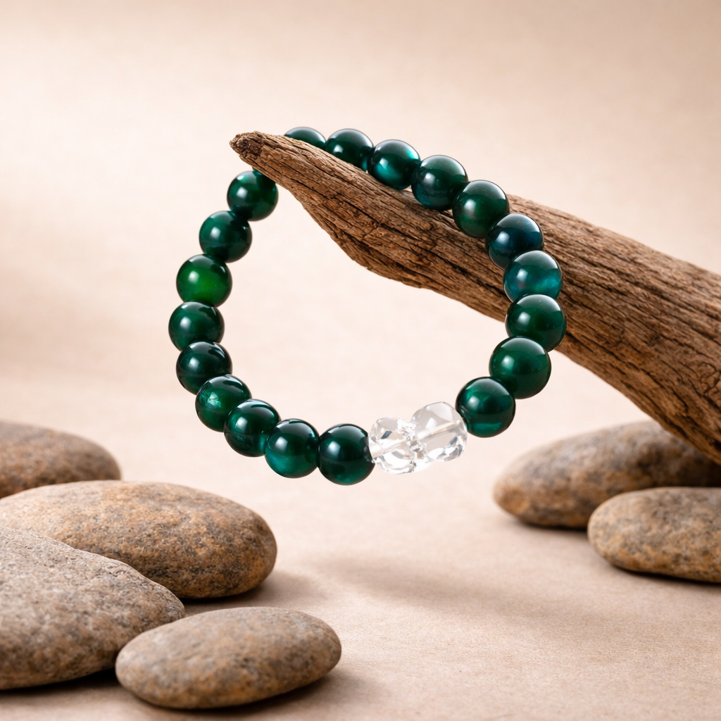 Forest Green Gemstone Bead Bracelet