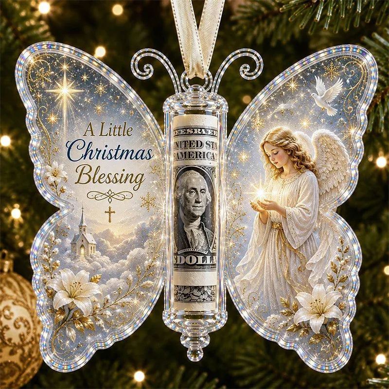 🔥LAST DAY 50% OFF 🦋💵 3D Embossed Butterfly Christmas Cash Gift Ornament – Holiday Money Holder Keepsake 🎄✨