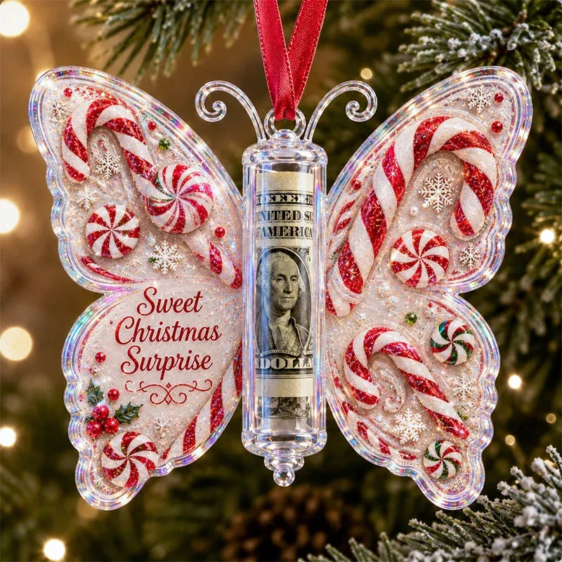 🔥LAST DAY 50% OFF 🦋💵 3D Embossed Butterfly Christmas Cash Gift Ornament – Holiday Money Holder Keepsake 🎄✨