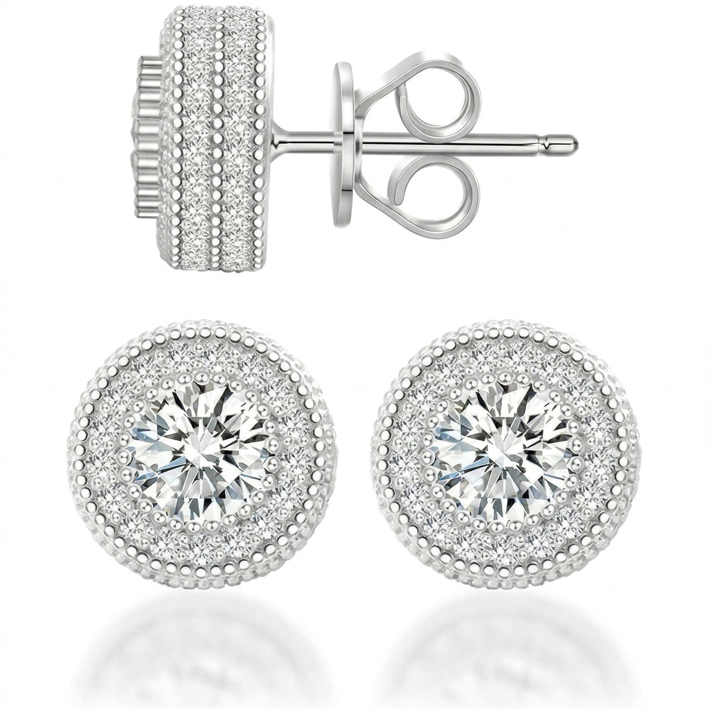The "Timeless Radiance" 5-Carat Moissanite Halo Stud Earrings - Hypoallergenic 925 Silver-Last Day Sale🔥90% OFF