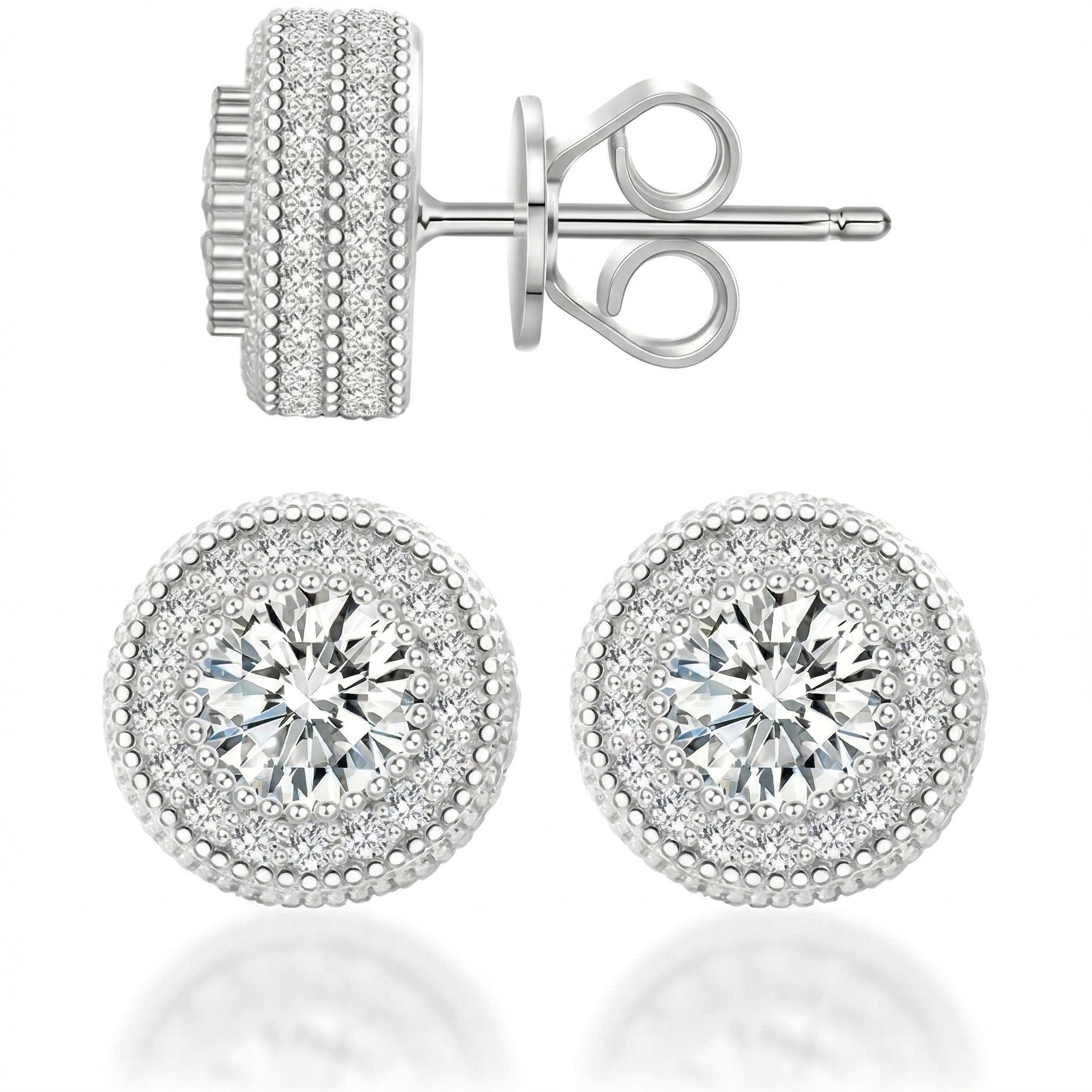 The "Timeless Radiance" 5-Carat Moissanite Halo Stud Earrings - Hypoallergenic 925 Silver-Last Day Sale🔥90% OFF