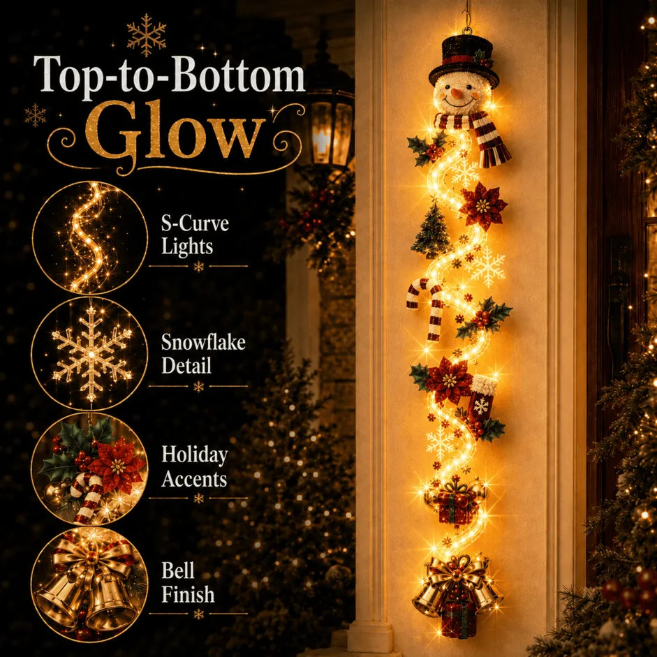 ✨Last Day 90% OFF✨– 🎄MerryCascade™ Glowing Christmas Door Hanger | 6 Festive Light Designs✨