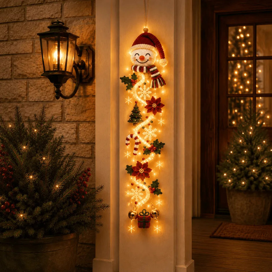 ✨Last Day 90% OFF✨– 🎄MerryCascade™ Glowing Christmas Door Hanger | 6 Festive Light Designs✨