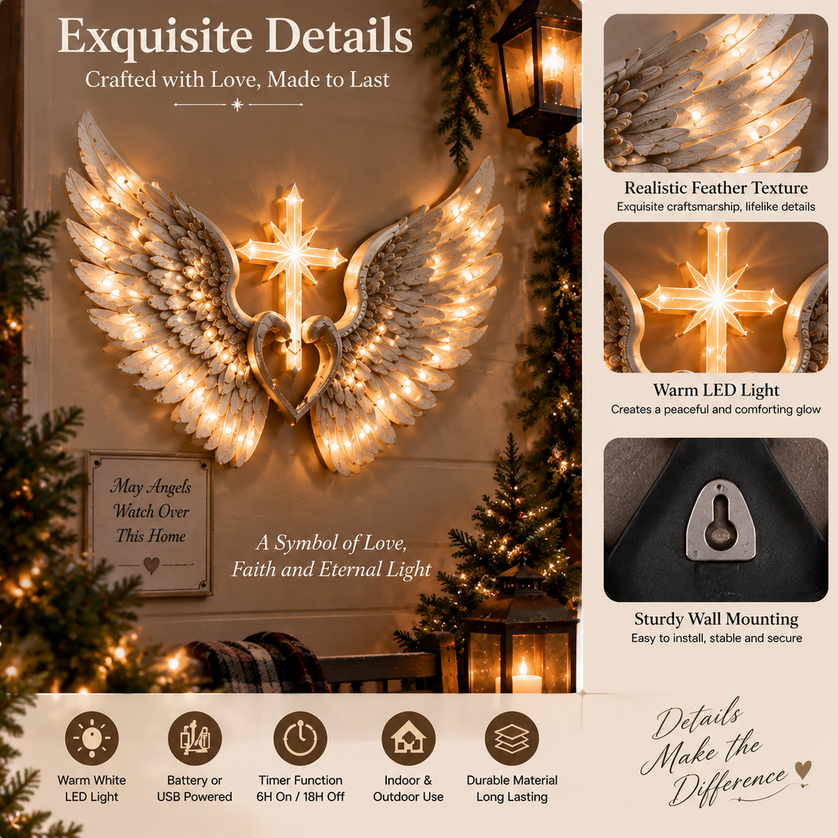 🔥Last Day 90% OFF🔥Angel Wings Memorial Wall Light