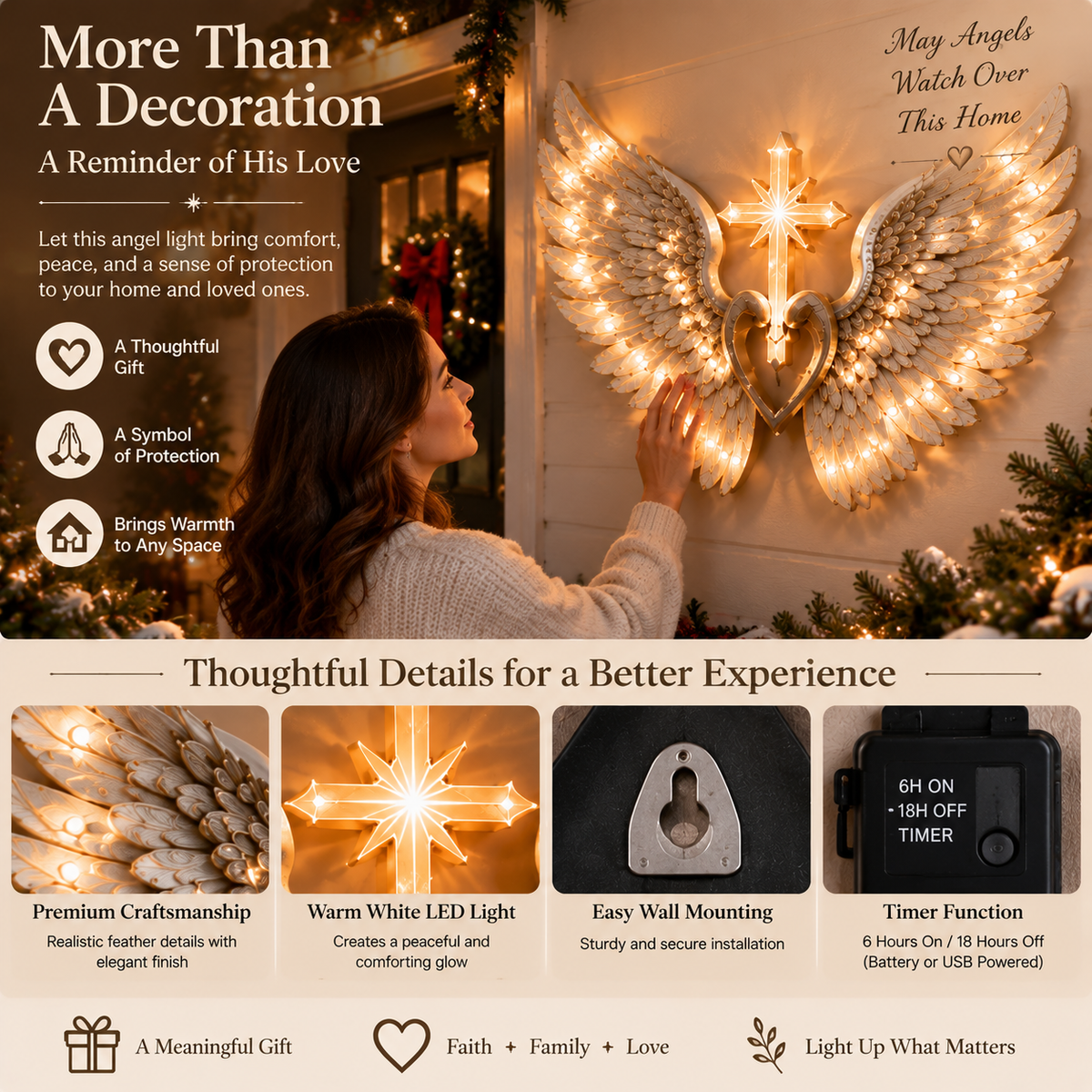 🔥Last Day 90% OFF🔥Angel Wings Memorial Wall Light